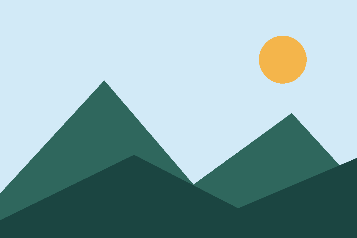 Original landscape illustration with sky, hills, and a sun
